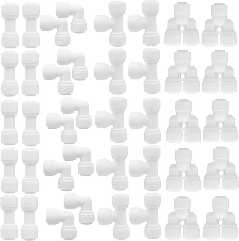 Madavoon 40 pcs Water Tube Fittings Kit,1/4" OD Quick Connect Push to Connect Fittings for RO/DI Water Filter System - Image 1